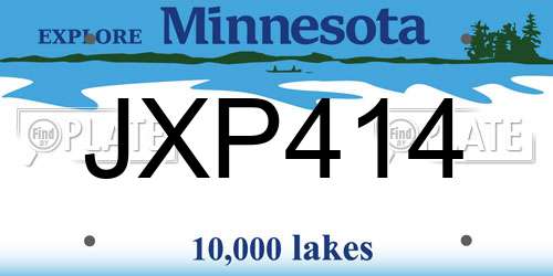 JXP414 Minnesota License Plate