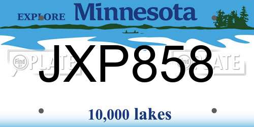 JXP858 Minnesota License Plate