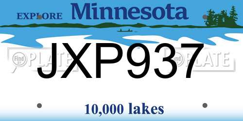 JXP937 Minnesota License Plate