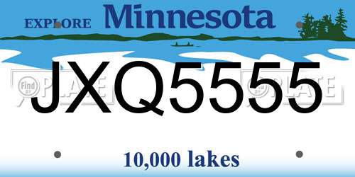 JXQ5555 Minnesota License Plate