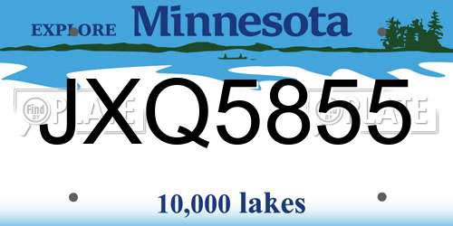 JXQ5855 Minnesota License Plate