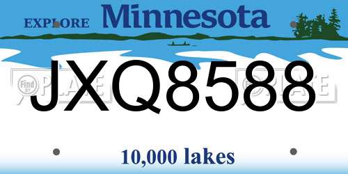 JXQ8588 Minnesota License Plate