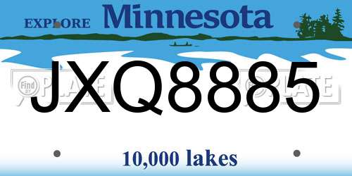 JXQ8885 Minnesota License Plate
