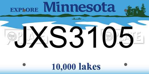 JXS3105 Minnesota License Plate