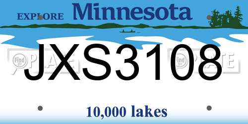 JXS3108 Minnesota License Plate