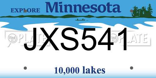 JXS541 Minnesota License Plate
