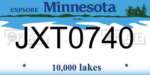 JXT0740 Minnesota License Plate