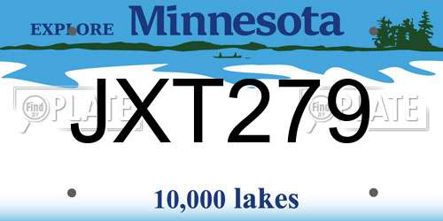 JXT279 Minnesota License Plate