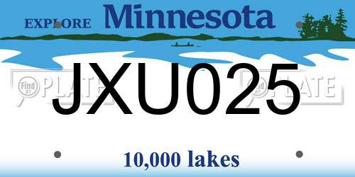 JXU025 Minnesota License Plate