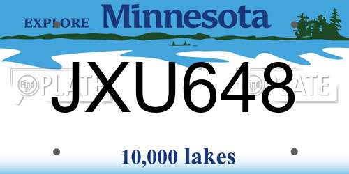 JXU648 Minnesota License Plate