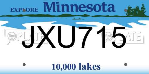 JXU715 Minnesota License Plate