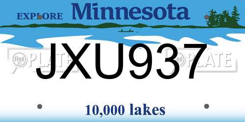 JXU937 Minnesota License Plate