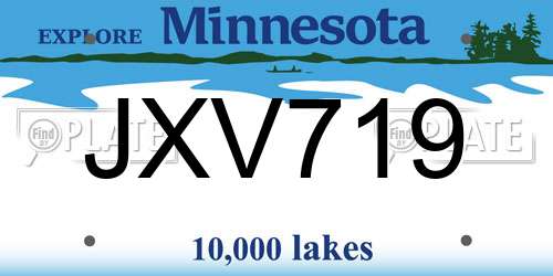 JXV719 Minnesota License Plate