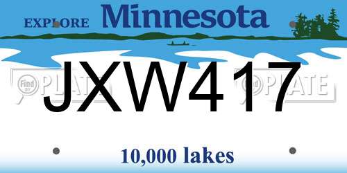 JXW417 Minnesota License Plate