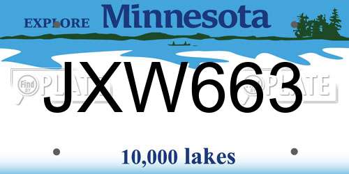 JXW663 Minnesota License Plate