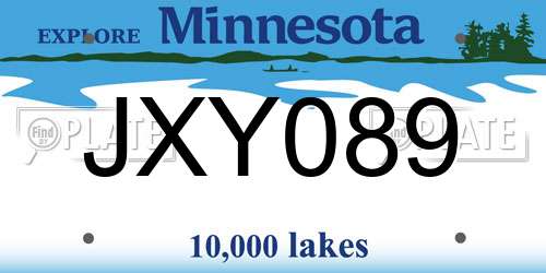 JXY089 Minnesota License Plate