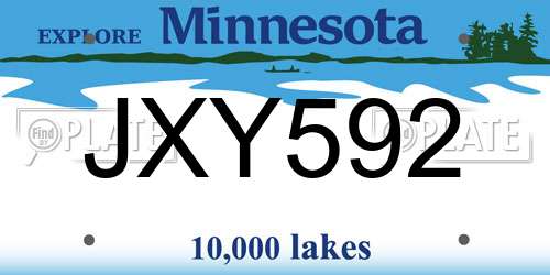 JXY592 Minnesota License Plate