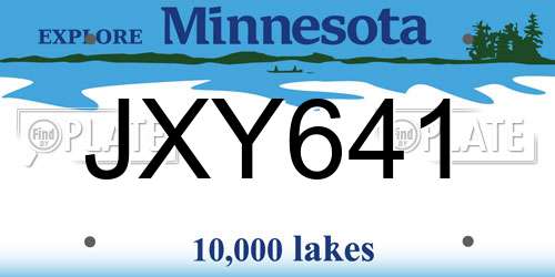 JXY641 Minnesota License Plate