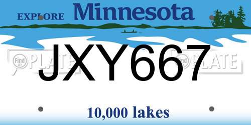JXY667 Minnesota License Plate