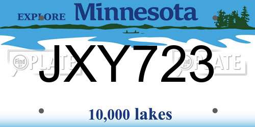 JXY723 Minnesota License Plate