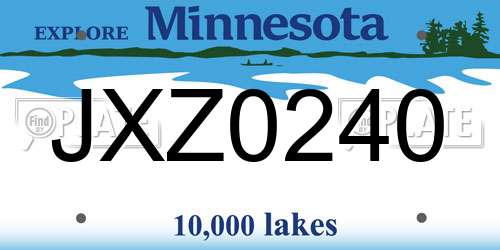 JXZ0240 Minnesota License Plate
