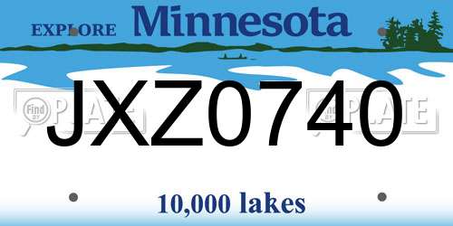 JXZ0740 Minnesota License Plate