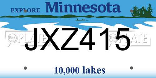 JXZ415 Minnesota License Plate