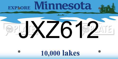 JXZ612 Minnesota License Plate