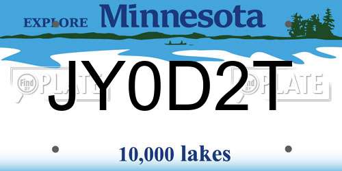 JY0D2T Minnesota License Plate
