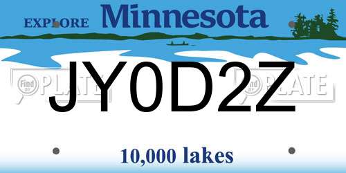 JY0D2Z Minnesota License Plate