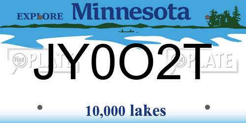 JY0O2T Minnesota License Plate