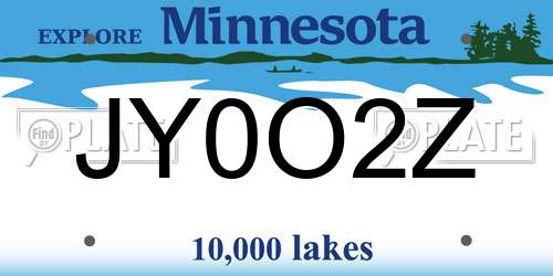 JY0O2Z Minnesota License Plate