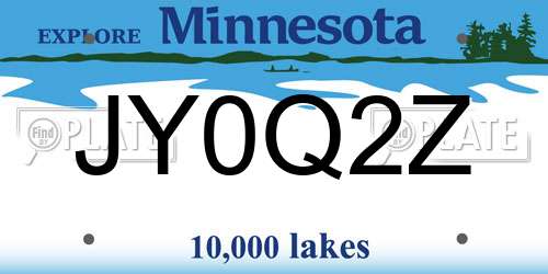 JY0Q2Z Minnesota License Plate