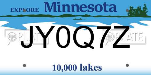 JY0Q7Z Minnesota License Plate