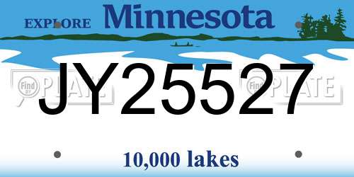 JY25527 Minnesota License Plate