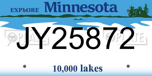 JY25872 Minnesota License Plate
