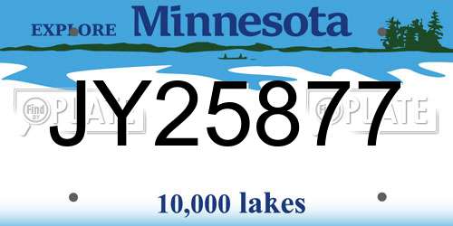 JY25877 Minnesota License Plate