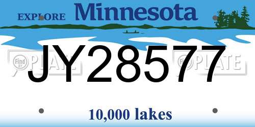 JY28577 Minnesota License Plate