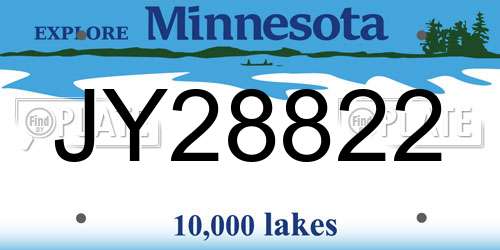 JY28822 Minnesota License Plate