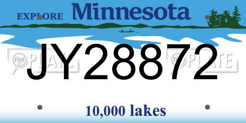JY28872 Minnesota License Plate