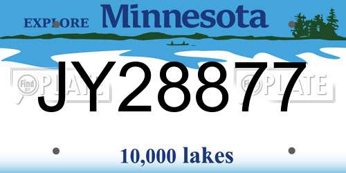 JY28877 Minnesota License Plate