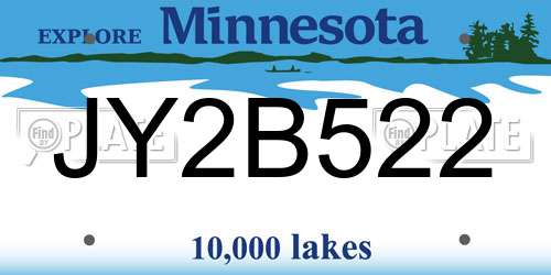 JY2B522 Minnesota License Plate