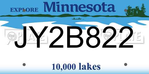 JY2B822 Minnesota License Plate