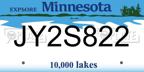 JY2S822 Minnesota License Plate