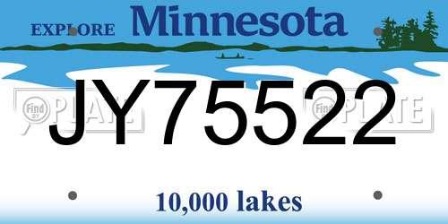 JY75522 Minnesota License Plate