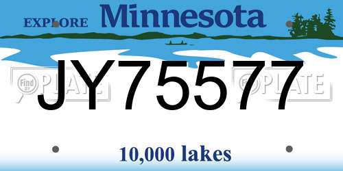 JY75577 Minnesota License Plate