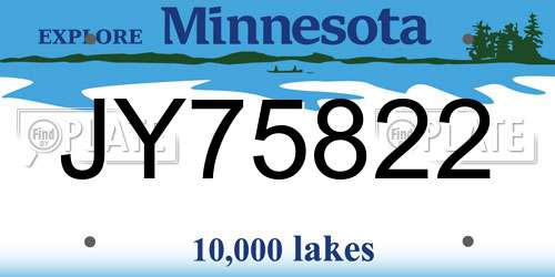 JY75822 Minnesota License Plate
