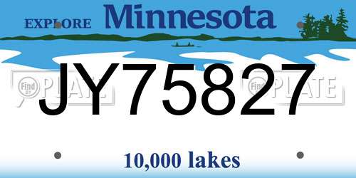 JY75827 Minnesota License Plate