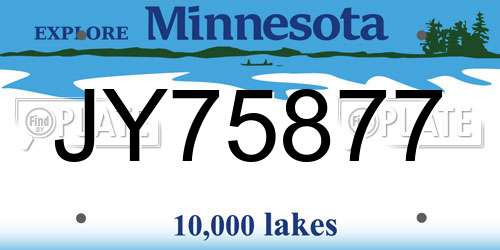 JY75877 Minnesota License Plate