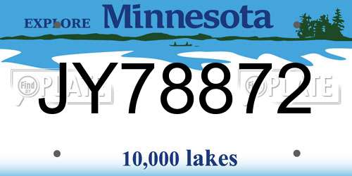 JY78872 Minnesota License Plate